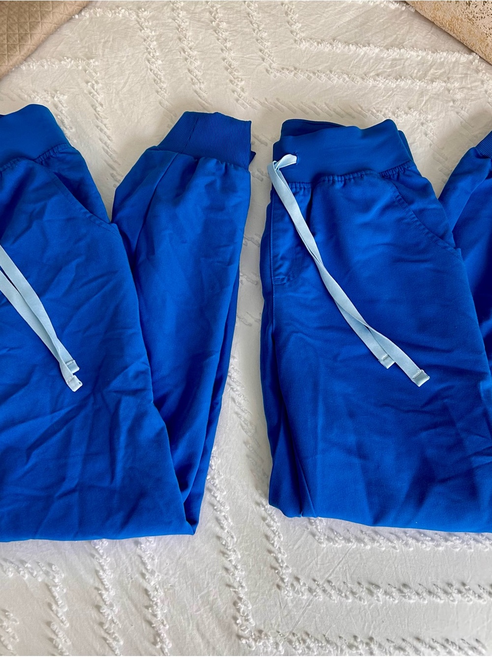 Figs Royal Blue Jogger Pants with Light Blue Drawstring